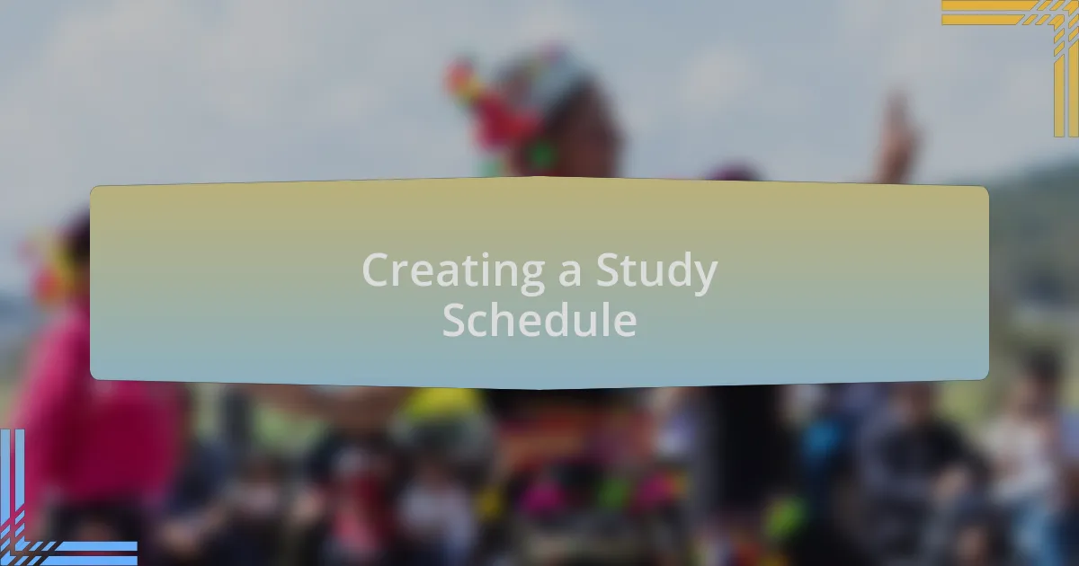 Creating a Study Schedule