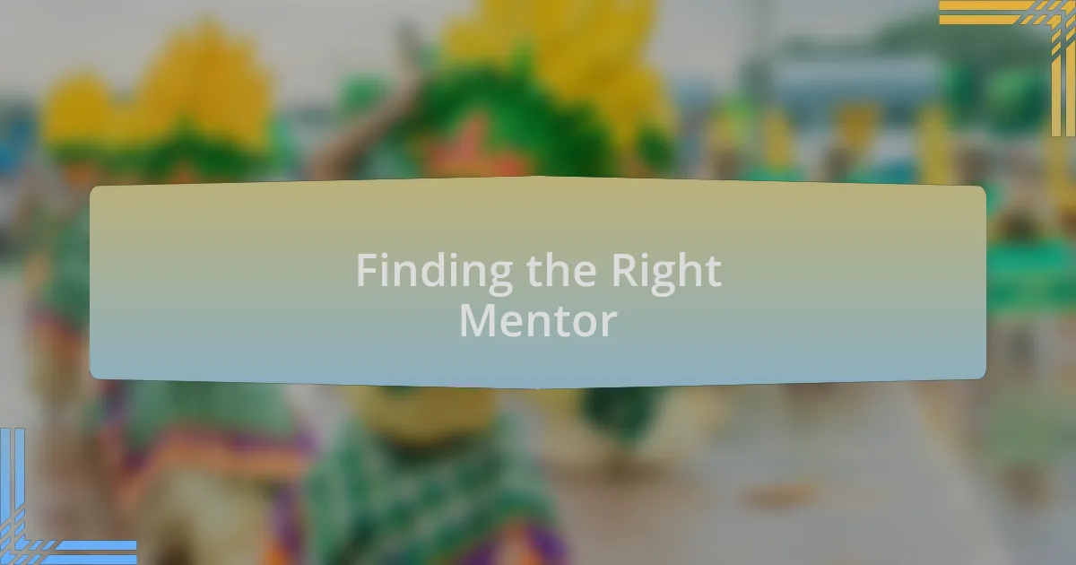 Finding the Right Mentor