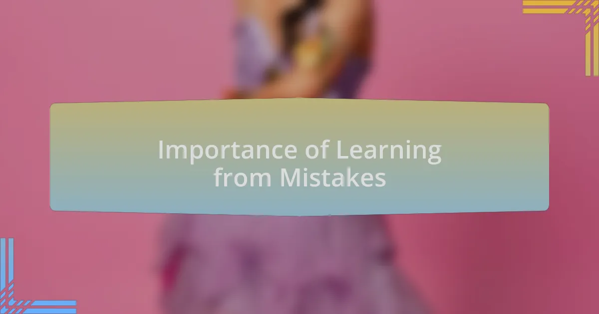 Importance of Learning from Mistakes