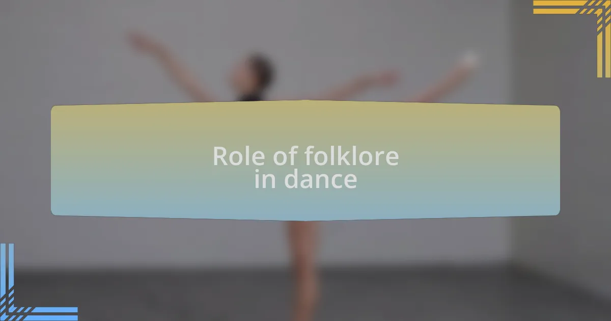 Role of folklore in dance
